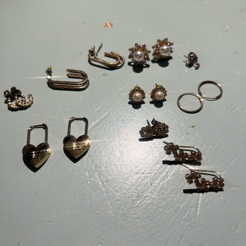 Gold and Pearl Earring Set